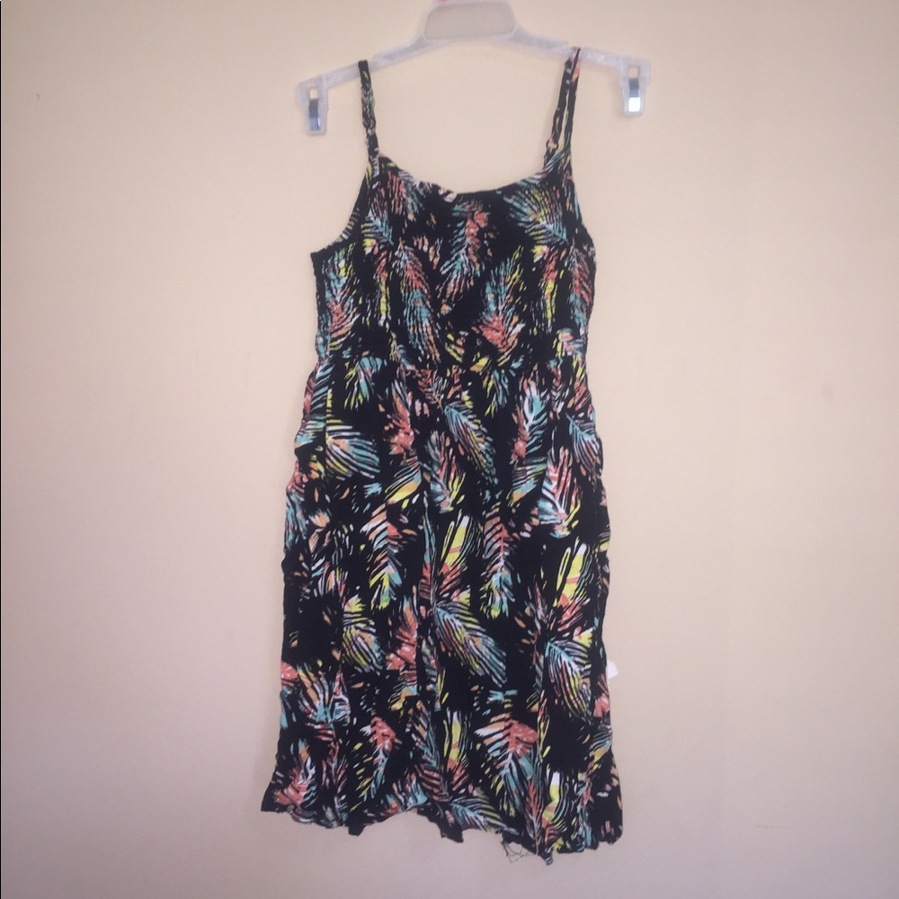 Mudd black, yellow, orange, and green sun dress